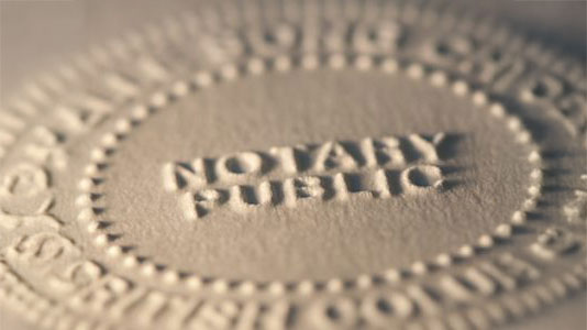 Stamp reading NOTARY PUBLIC