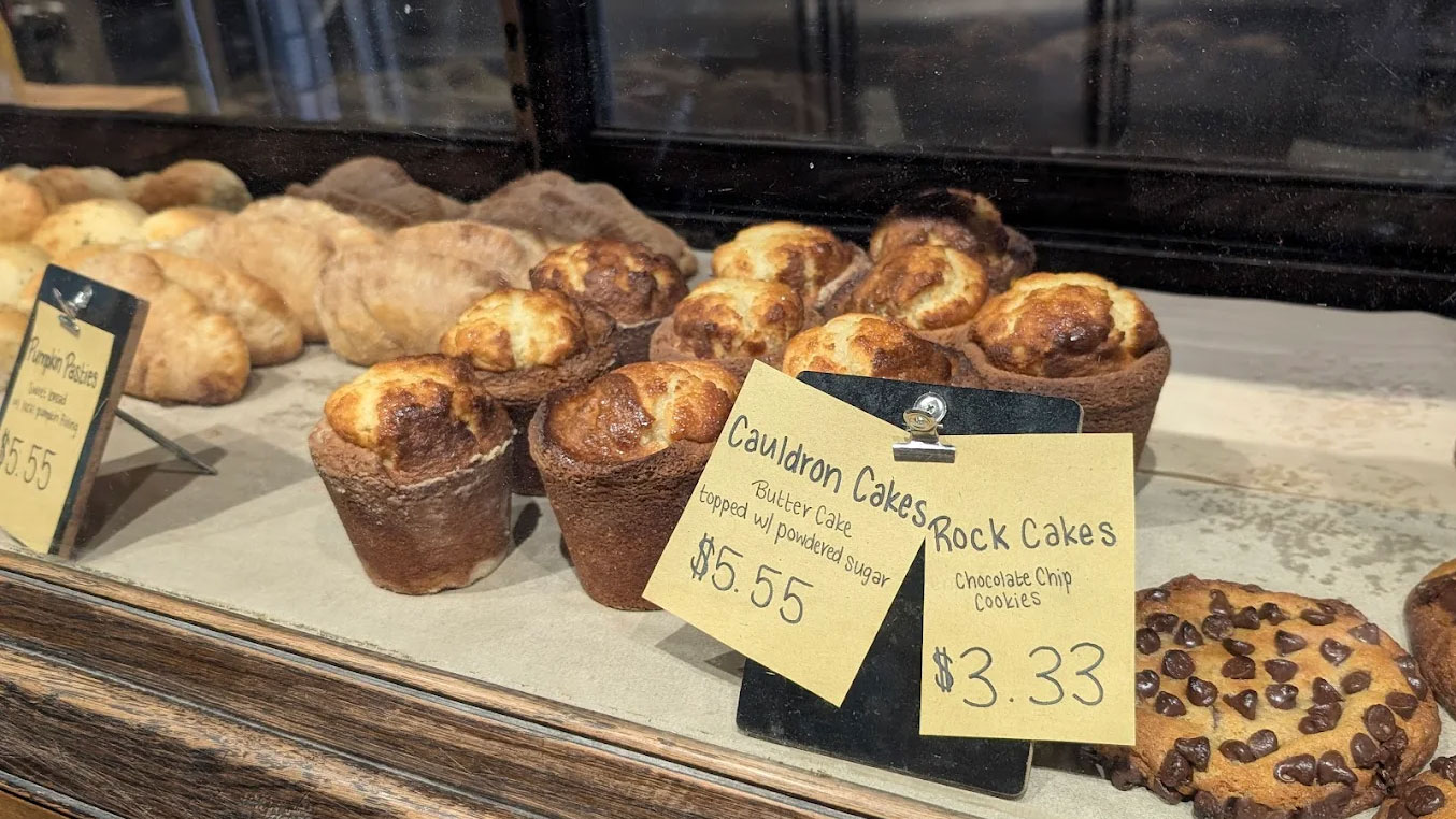 The pastry display case at Ruddle's Bread & Book